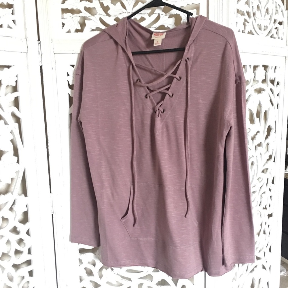Mossimo lace up blush sweater size medium